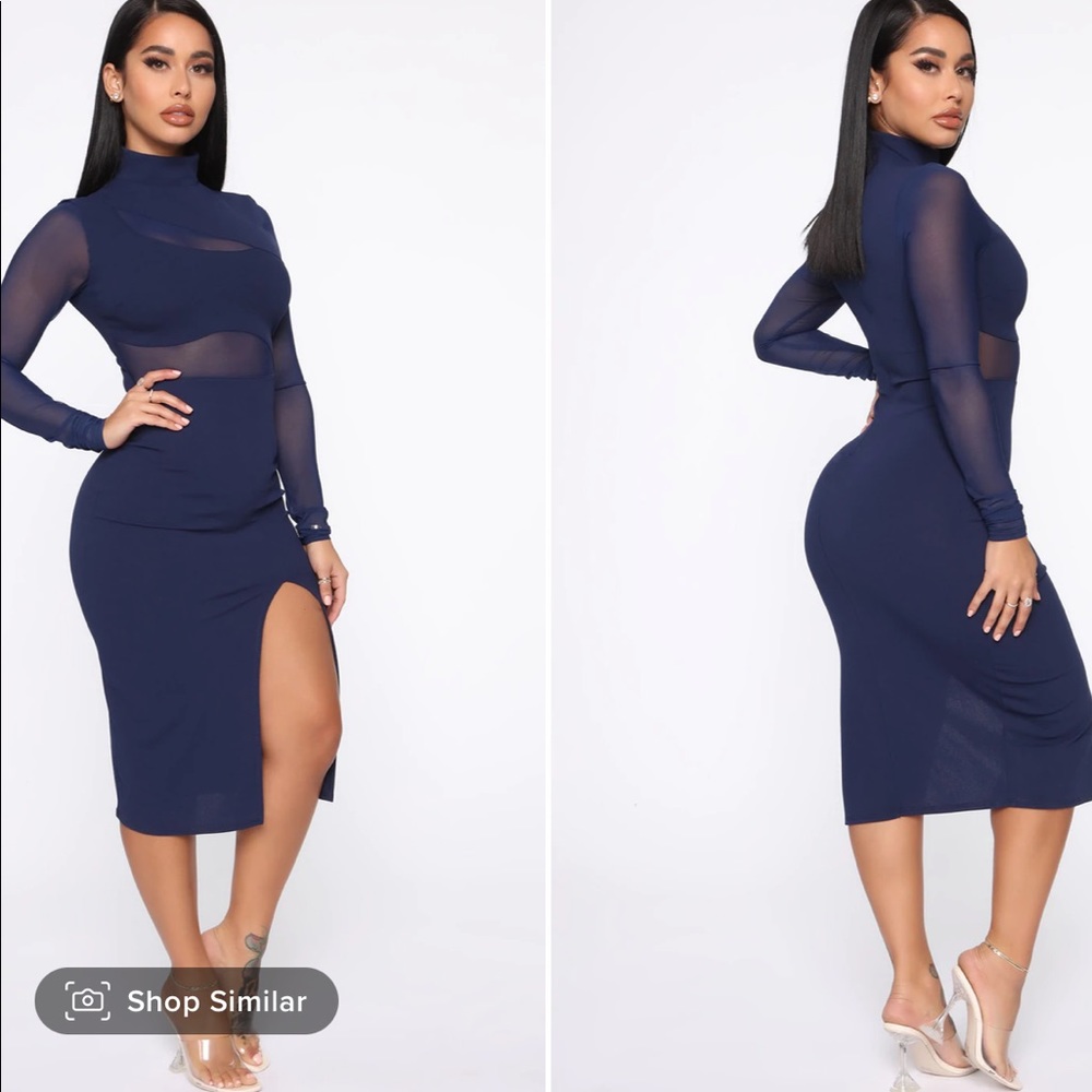 Navy midi dress